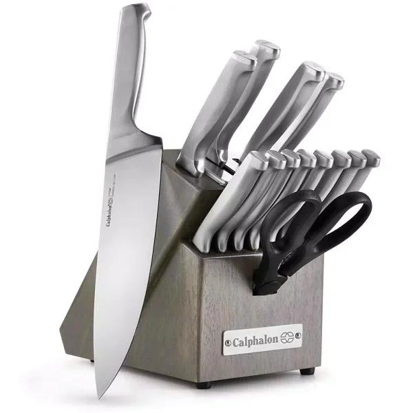 Calphalon 15-Piece Self-Sharpening Stainless Steel Cutlery Knife and Block Set with SharpIN Technology