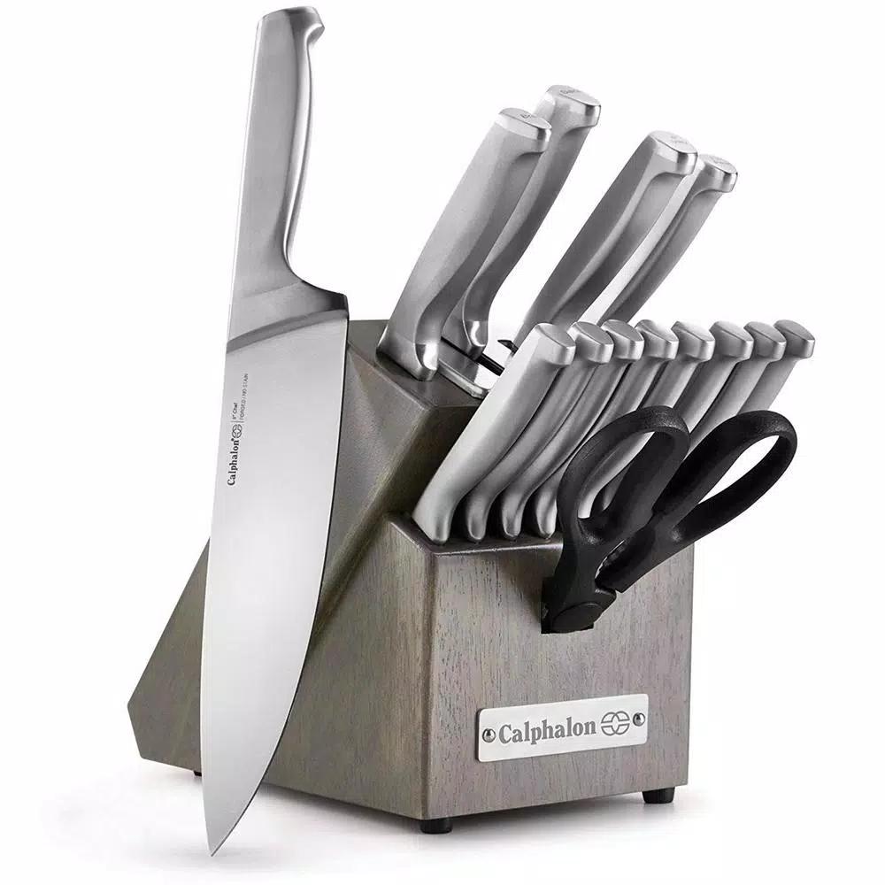 Calphalon 15-Piece Self-Sharpening Stainless Steel Cutlery Knife and Block Set with SharpIN Technology