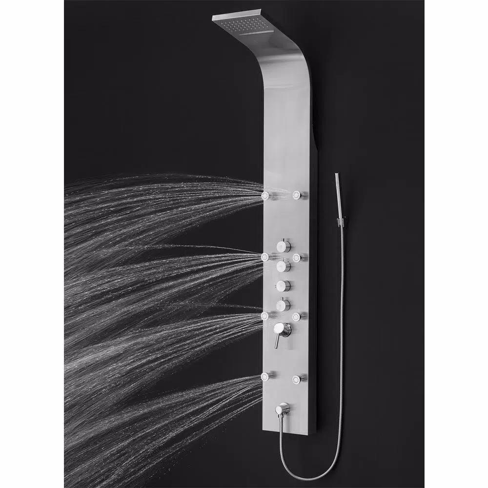 AKDY 65 in. Stainless Steel 8-Jet Rainfall Waterfall Shower Panel System with Handheld Wand