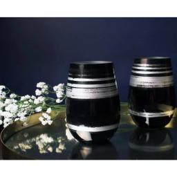 Rolf Glass Cosmo 16.5 oz. Stemless Wine Tumblers, Black/Silver (Set of 4) thumbnail 4