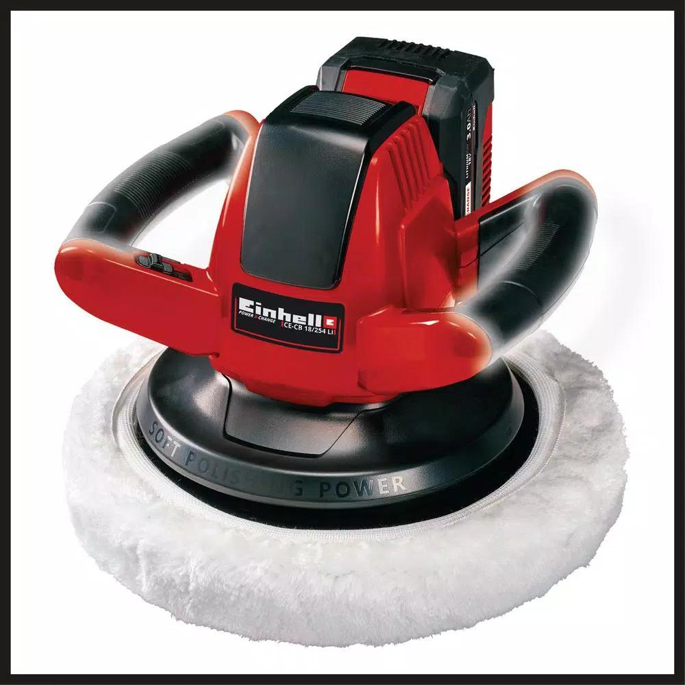 Einhell PXC 18V Cordless 10 in. Random Orbit Rotary Polisher Kit with 3.0 Ah Battery and Fast Charger