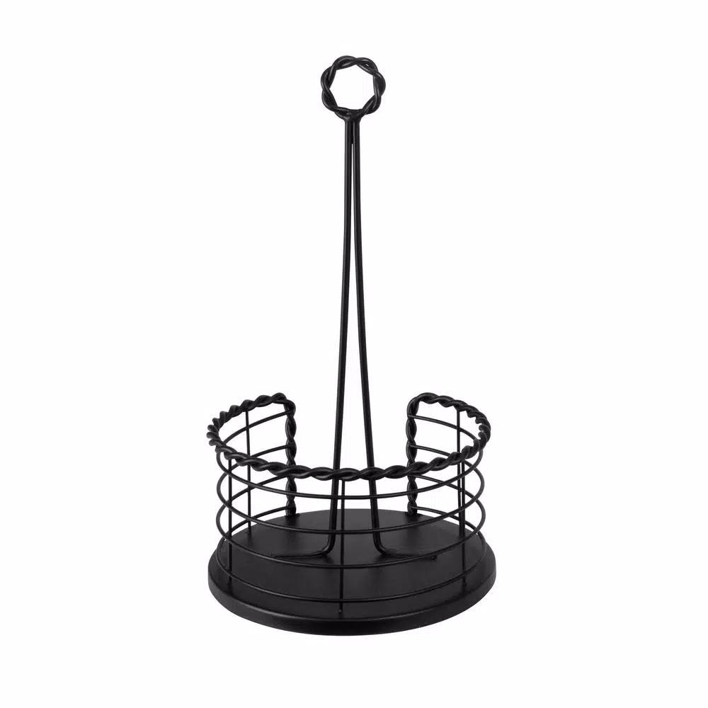Spectrum Everly Braided Steel Paper Towel Holder, Black Farmhouse Kitchen Decor