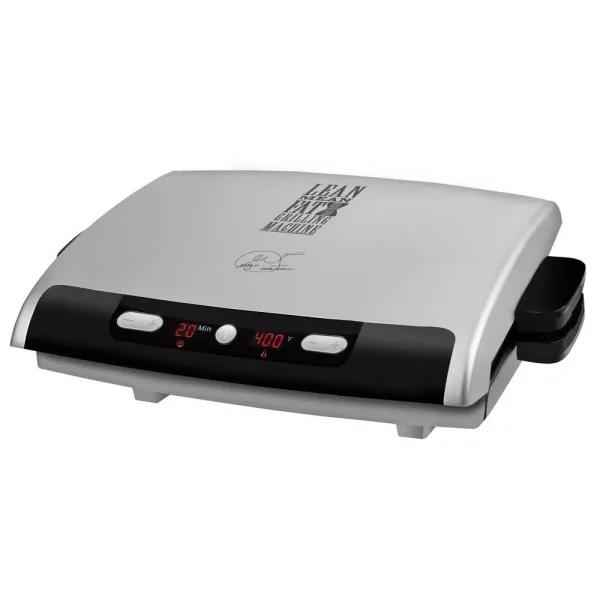 George Foreman 100 sq. in. Digital Indoor Grill and Panini Press with Removable Nonstick Plates, Silver