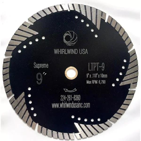 Whirlwind USA 9 in. Turbo Segmented Diamond Saw Blade for Granite, Marble, and Concrete