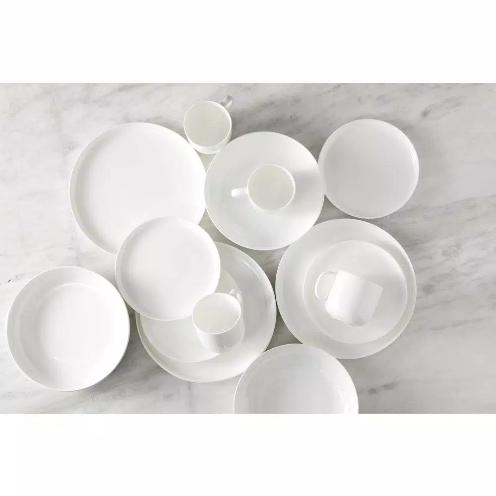 Fortessa Gourmet Essentials 16-Piece White Bone China Dinnerware Set, Service for 4