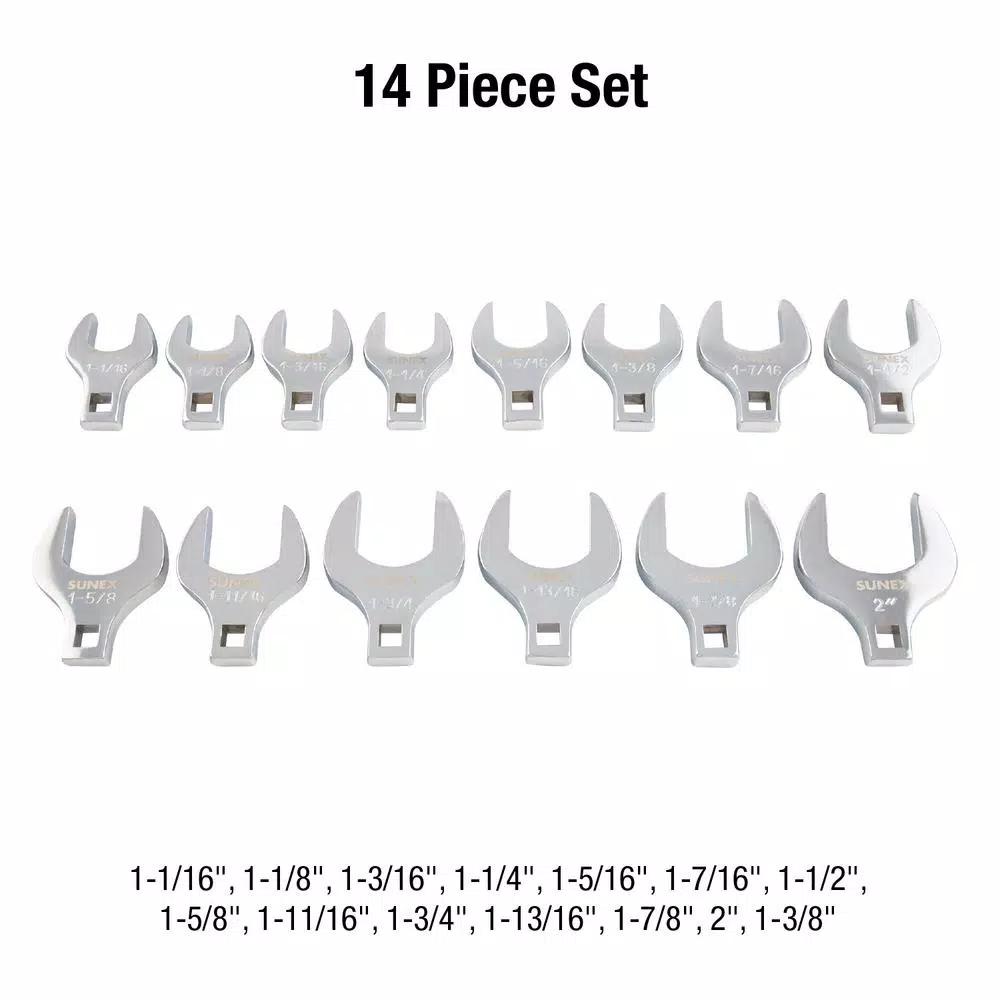 Sunex Tools 1/2 in. Drive Jumbo SAE Crowfoot Wrench Set, 14-Piece