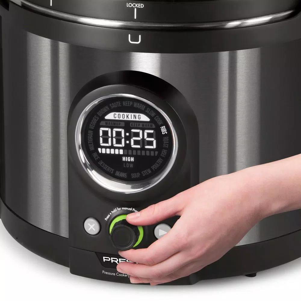 Presto 10 Qt. Black Stainless Steel Electric Pressure Cooker with 19 Programmed Settings