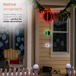 Alpine Corporation 3-Tier Hanging Christmas Ornaments with Chasing LED Lights, Indoor/Outdoor thumbnail 7