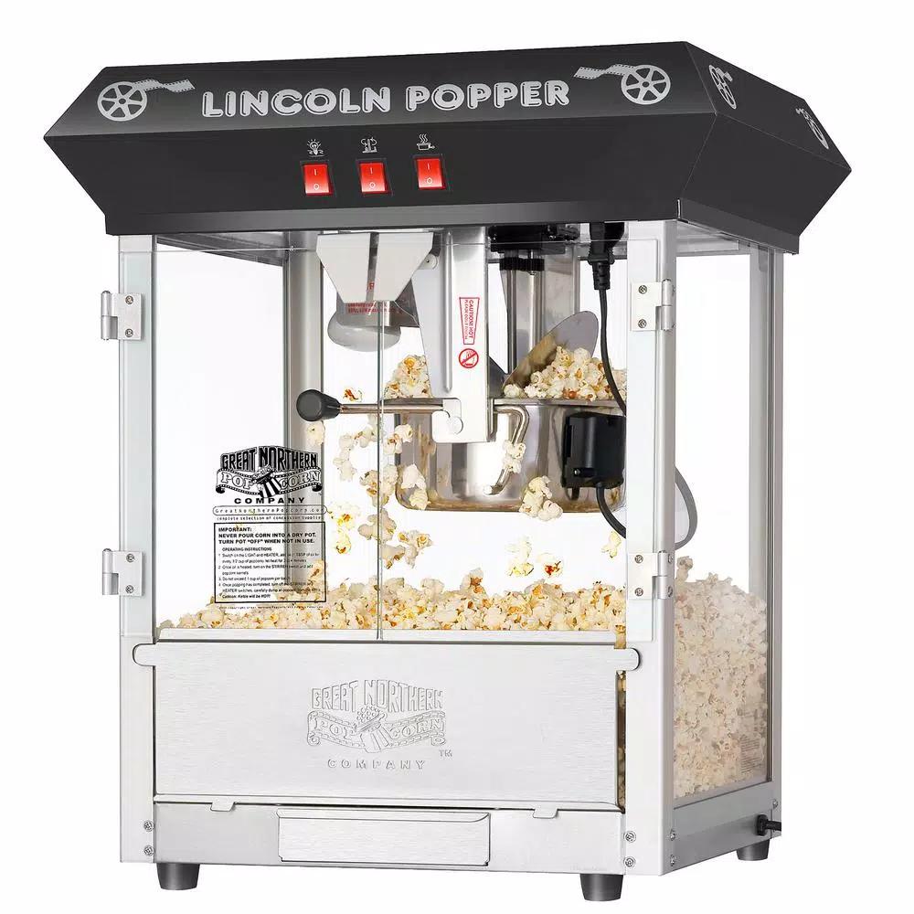 Great Northern Popcorn Lincoln Countertop Popcorn Machine, 8oz Kettle, Black