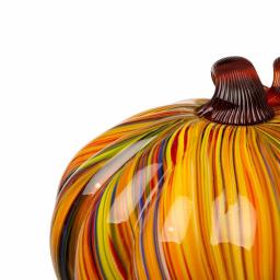 Glitzhome Multi-Striped Glass Short Pumpkin Set - 100% Handmade Glass Tabletop Decoration thumbnail 7