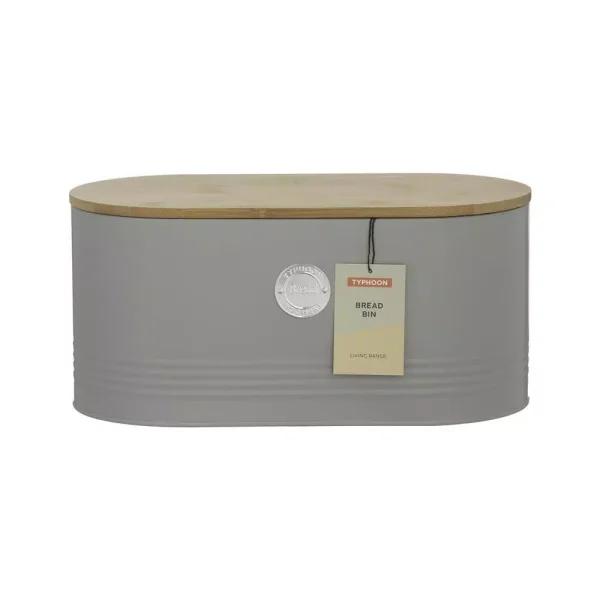 Typhoon Living Grey Bread Bin with Sustainable Bamboo Lid