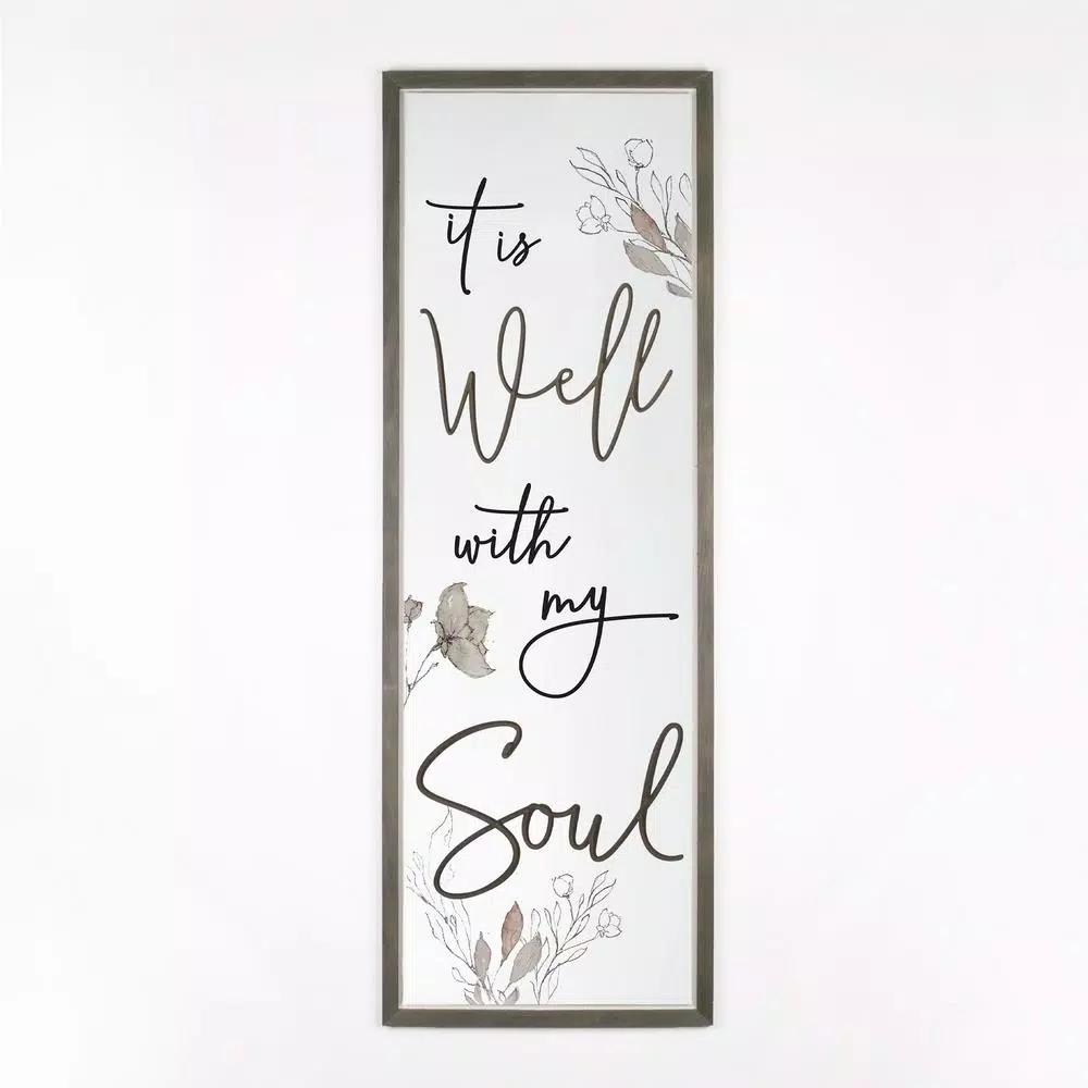 P Graham Dunn It is Well with my Soul Framed Wood Wall Art - Farmhouse Style Vertical Sign