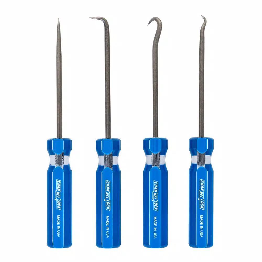 Channellock 4-Piece Hook and Pick Set with 4-Sided Acetate Handles