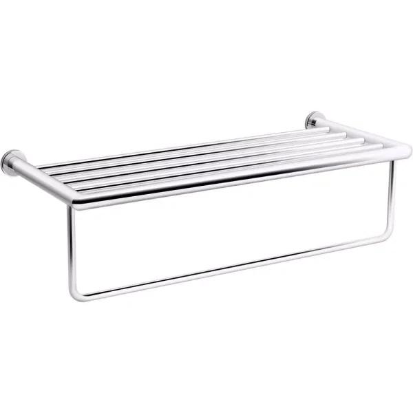 KOHLER Kumin 1-Bar Towel Rack with Upper Shelf, Polished Chrome