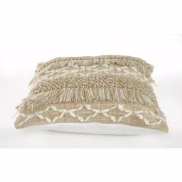 LR Home 20 in. x 20 in. Rustic Beige and White Geometric Fringe Throw Pillow thumbnail 2