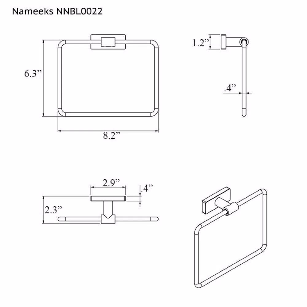 Nameeks Boutique Hotel Wall Mounted Towel Ring in Polished Chrome