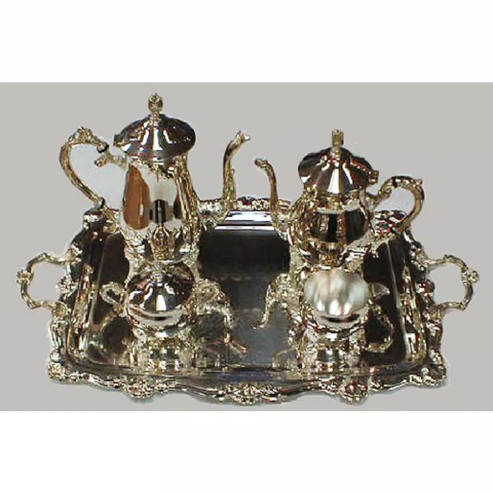 Heim Concept 5-Piece Silver Plated Tea and Coffee Set with Embossed Floral Design
