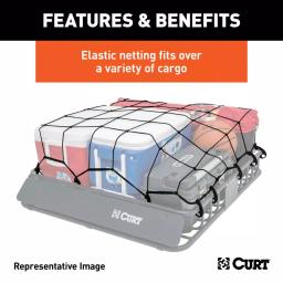 CURT 65" x 38" Extended Roof Rack Cargo Net, Black Nylon thumbnail 10