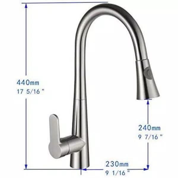Vanity Art Brushed Nickel Single-Handle Pull-Down Kitchen Faucet with Sprayer Wand