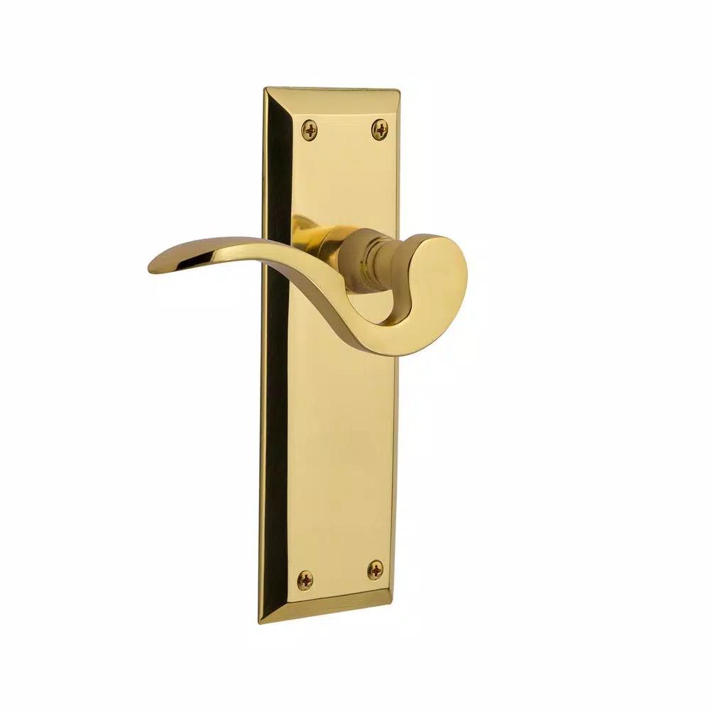 Nostalgic Warehouse Manor Privacy Lever, Unlacquered Brass, New York Plate, 2-3/8 in. Backset