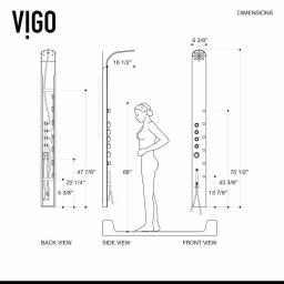 VIGO Brielle 70.5 in. Stainless Steel 6-Jet High Pressure Shower Panel System with Rainhead and Handheld thumbnail 7