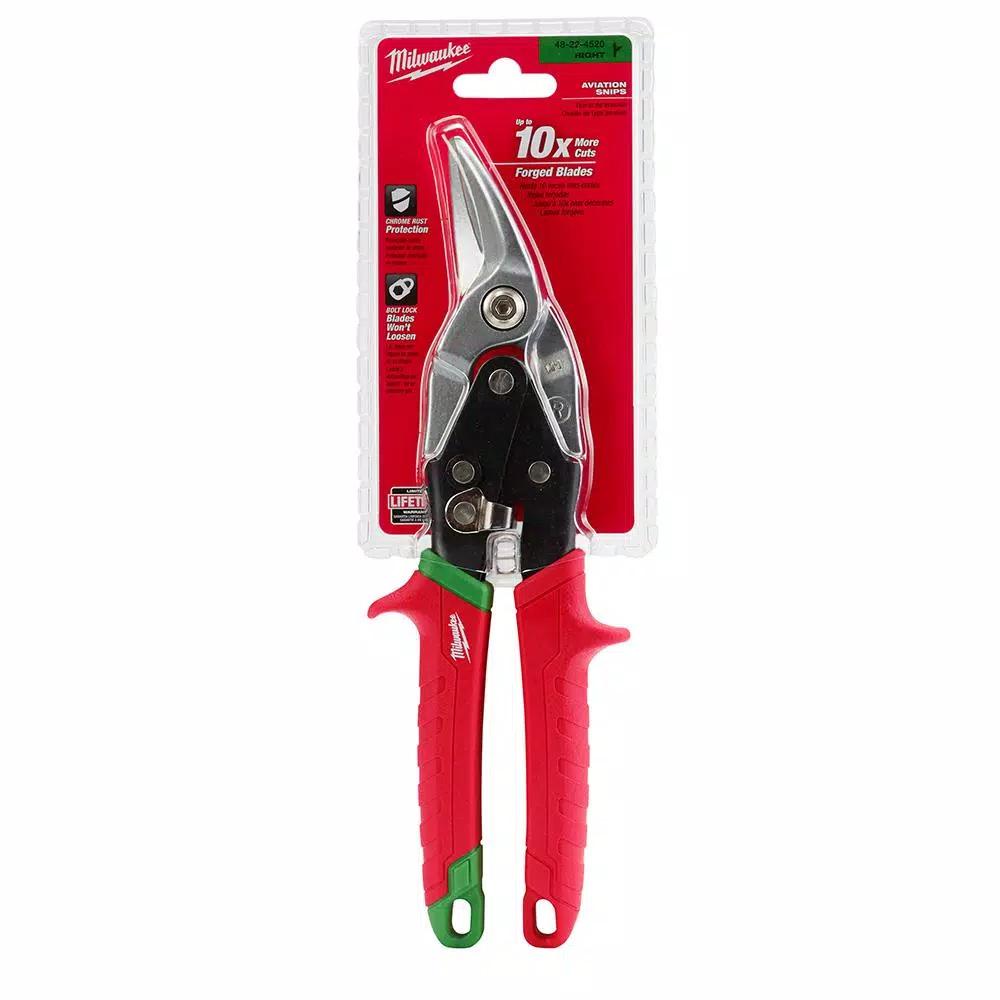 Milwaukee 10 in. Right-Cut Aviation Snips with Forged Serrated Blades