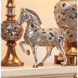 ORE International Langi Polyresin Trojan Horse Decorative Figurine with Mirrored Mane and Silver Filigree thumbnail 1