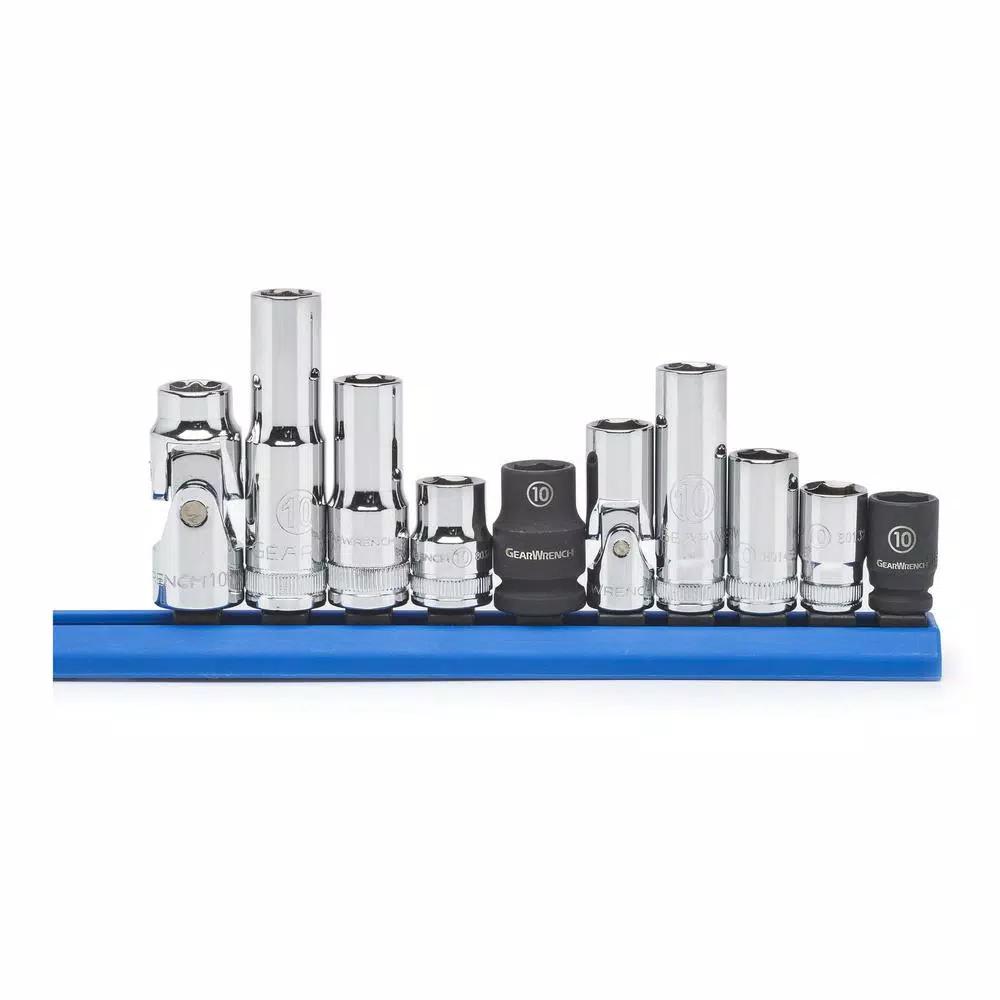 GEARWRENCH 10-Piece 10 mm Metric Socket Set, 1/4 in. and 3/8 in. Drive, Mixed Styles