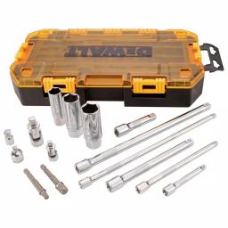 DEWALT 15-Piece 1/4 in. and 3/8 in. Drive Socket Accessory Set with Case and 9 ft. Tape Measure thumbnail 5