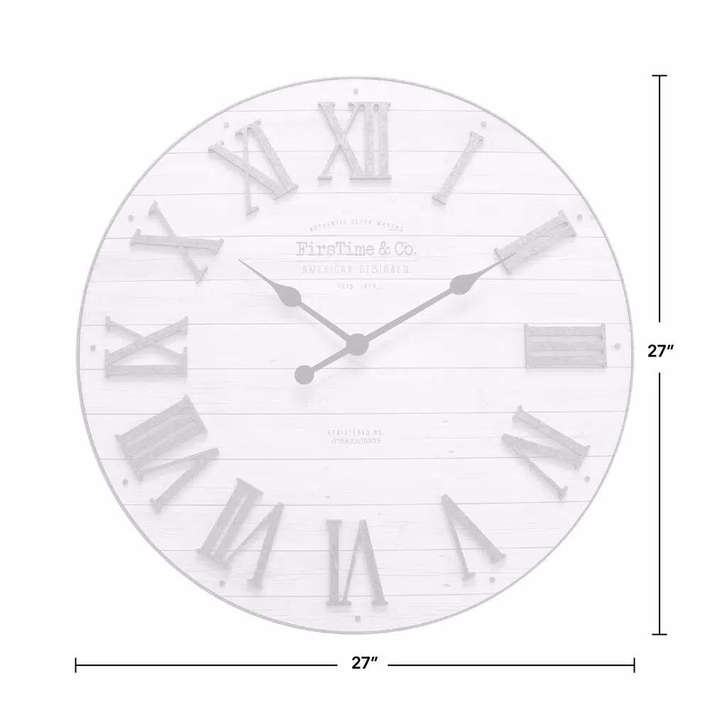 FirsTime & Co. Emmett 27 in. Shiplap Wall Clock - Industrial Farmhouse Decor