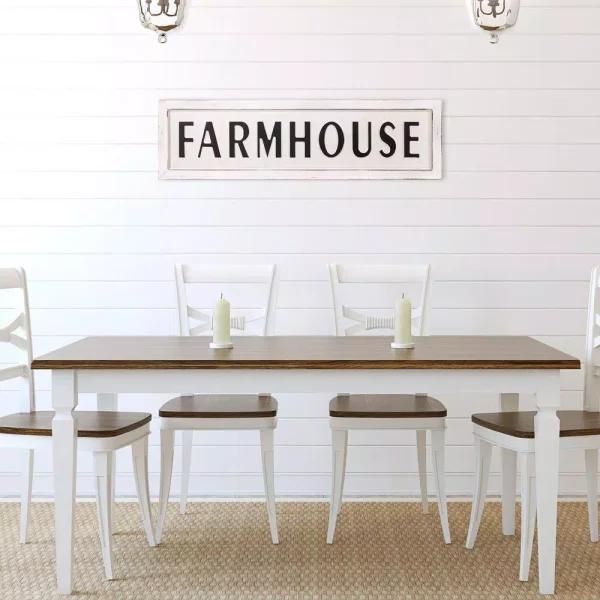 Pinnacle Rustic White Farmhouse Tin Enamel Decorative Wall Sign, 38 in. x 11.25 in.