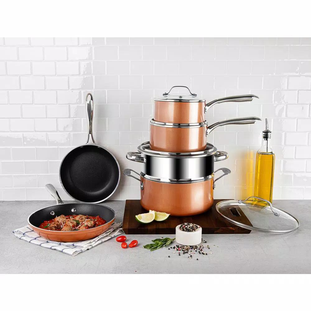 Gotham Steel 15-Piece Non-Stick Copper Cast Textured Cookware and Bakeware Set