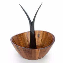 Casa Bellante 12 in. Acacia Wood Fruit Bowl with Removable Banana Stem thumbnail 1