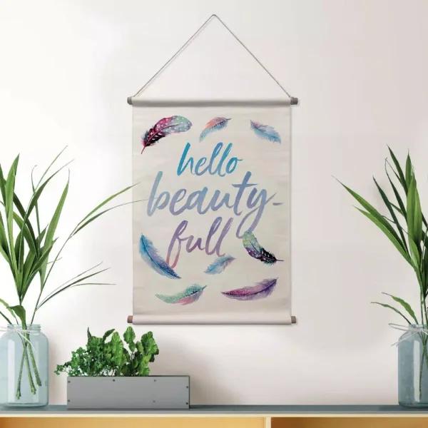 WallPops Bohemian Hello Beauty-Full Wall Tapestry - Purple and Blue Feather Design