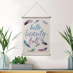 WallPops Bohemian Hello Beauty-Full Wall Tapestry - Purple and Blue Feather Design thumbnail 1