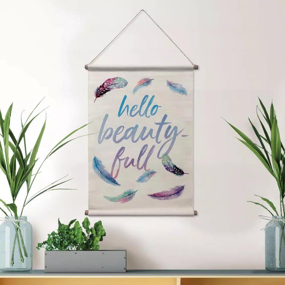 WallPops Bohemian Hello Beauty-Full Wall Tapestry - Purple and Blue Feather Design