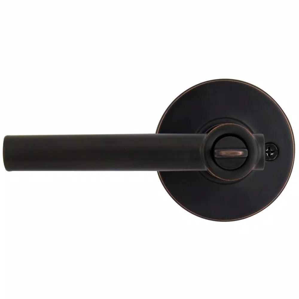 Defiant Highland Aged Bronze Privacy Door Lever with Round Rose