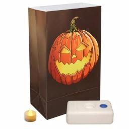 LUMABASE 11 in. Jack-O'-Lantern LED Battery Operated Luminaria Kit - Set of 12 thumbnail 1