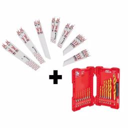 Milwaukee SAWZALL Metal Cutting Reciprocating Blade & SHOCKWAVE Titanium Drill Bit Set, 31-Piece thumbnail 1