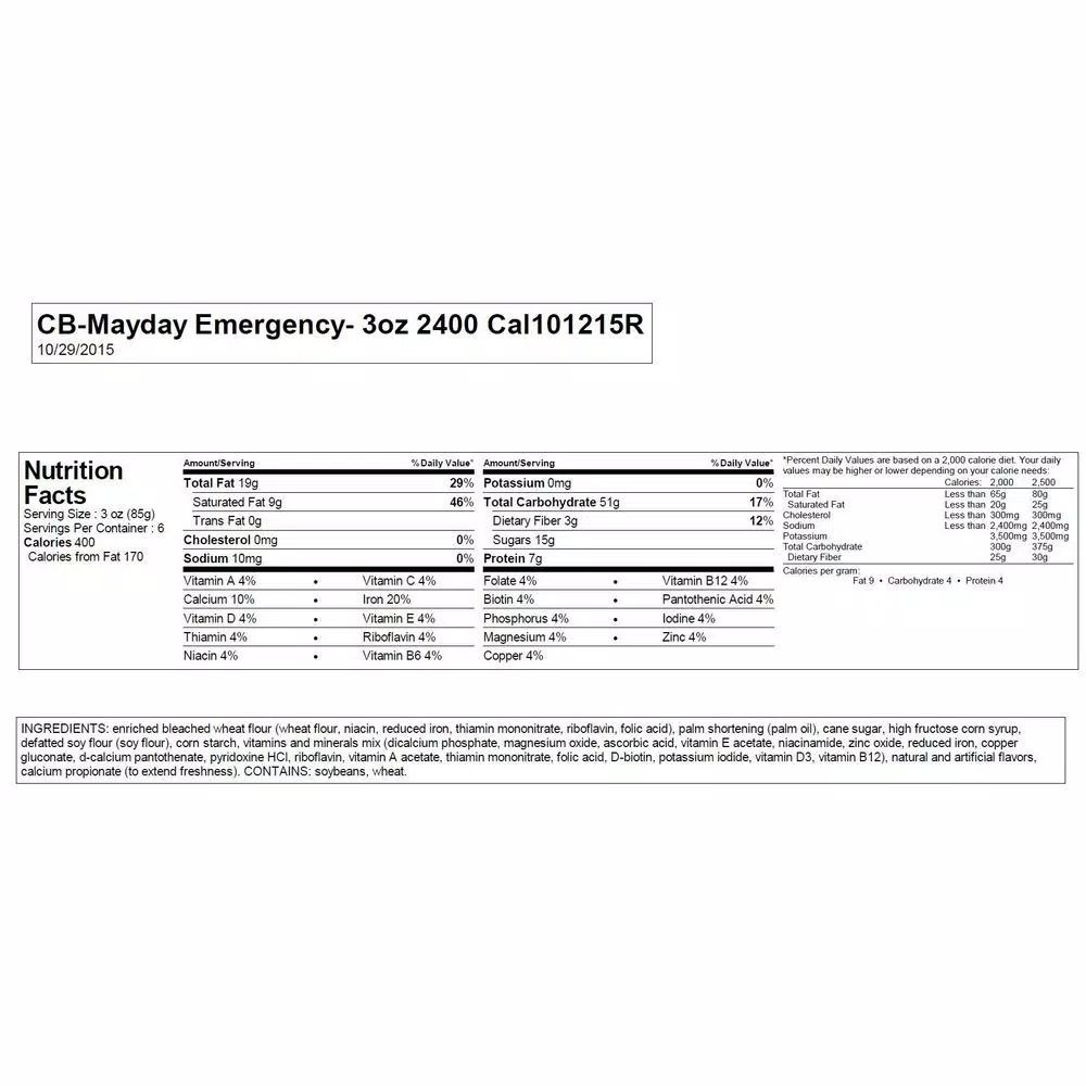 Mayday 2400 Calorie Emergency Food Ration Bars, Apple Cinnamon Flavor (24-Pack)