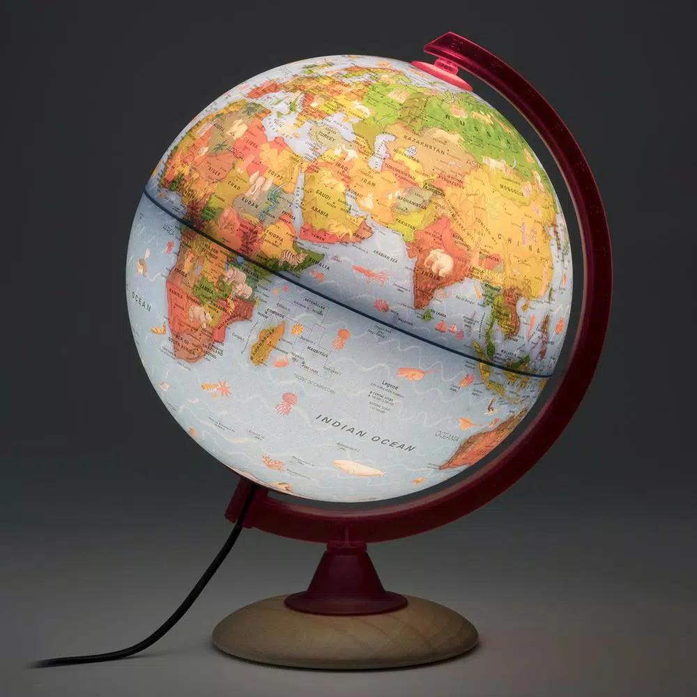 Waypoint Geographic Circus Explorer 10 in. Illuminated Desktop Globe for Kids with Beech Wood Base