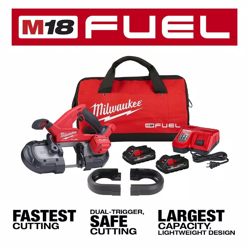 Milwaukee M18 FUEL 18V Compact Dual-Trigger Brushless Cordless Band Saw Kit with Two 3.0 Ah Batteries