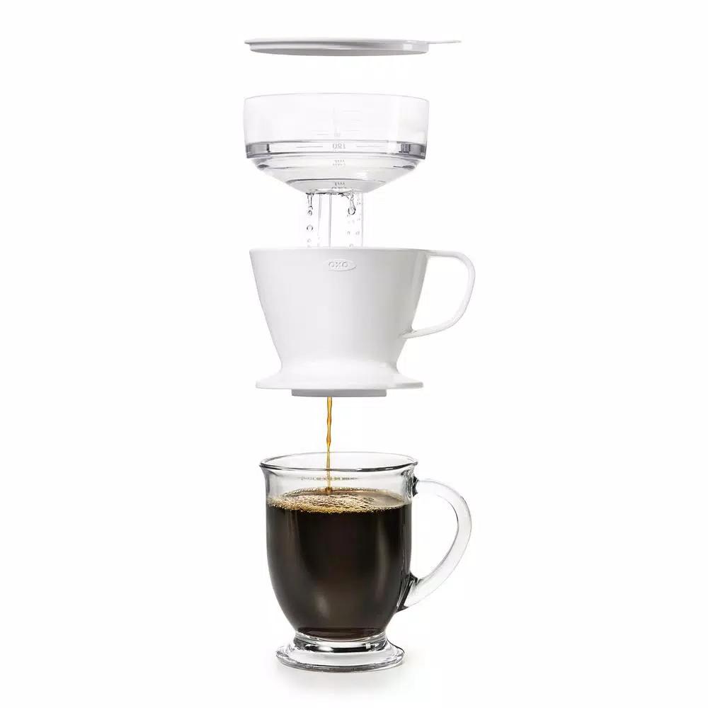 OXO Good Grips 1.5-Cup Pour-Over Coffee Maker with Water Tank, White