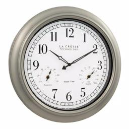 La Crosse Technology 18-Inch Atomic Analog Wall Clock with Thermometer & Hygrometer, Pewter thumbnail 7