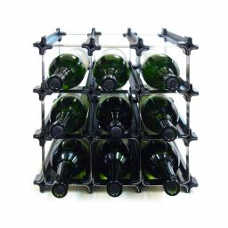 Epicureanist Snap and Stack Modular 12-Bottle Wine Storage Rack - Black thumbnail 3