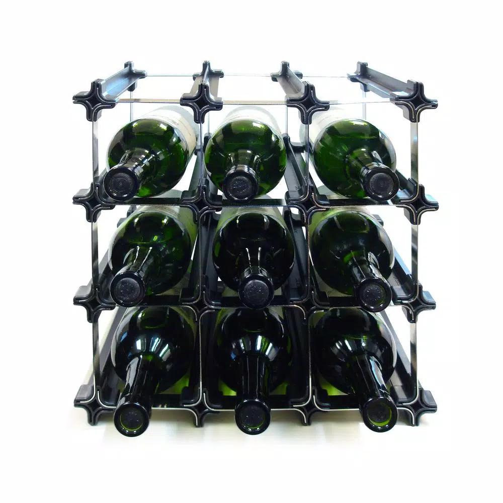 Epicureanist Snap and Stack Modular 12-Bottle Wine Storage Rack - Black