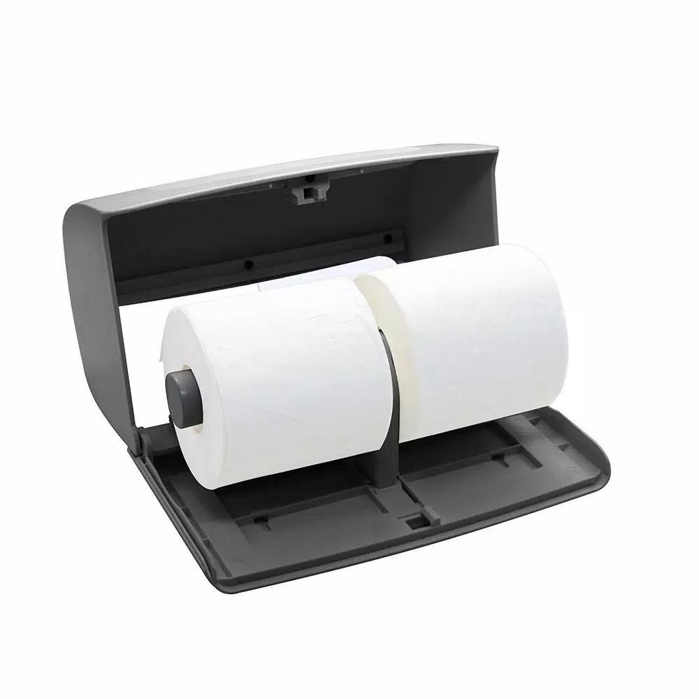 Alpine Industries Double Roll Toilet Paper Dispenser, Gray ABS Plastic