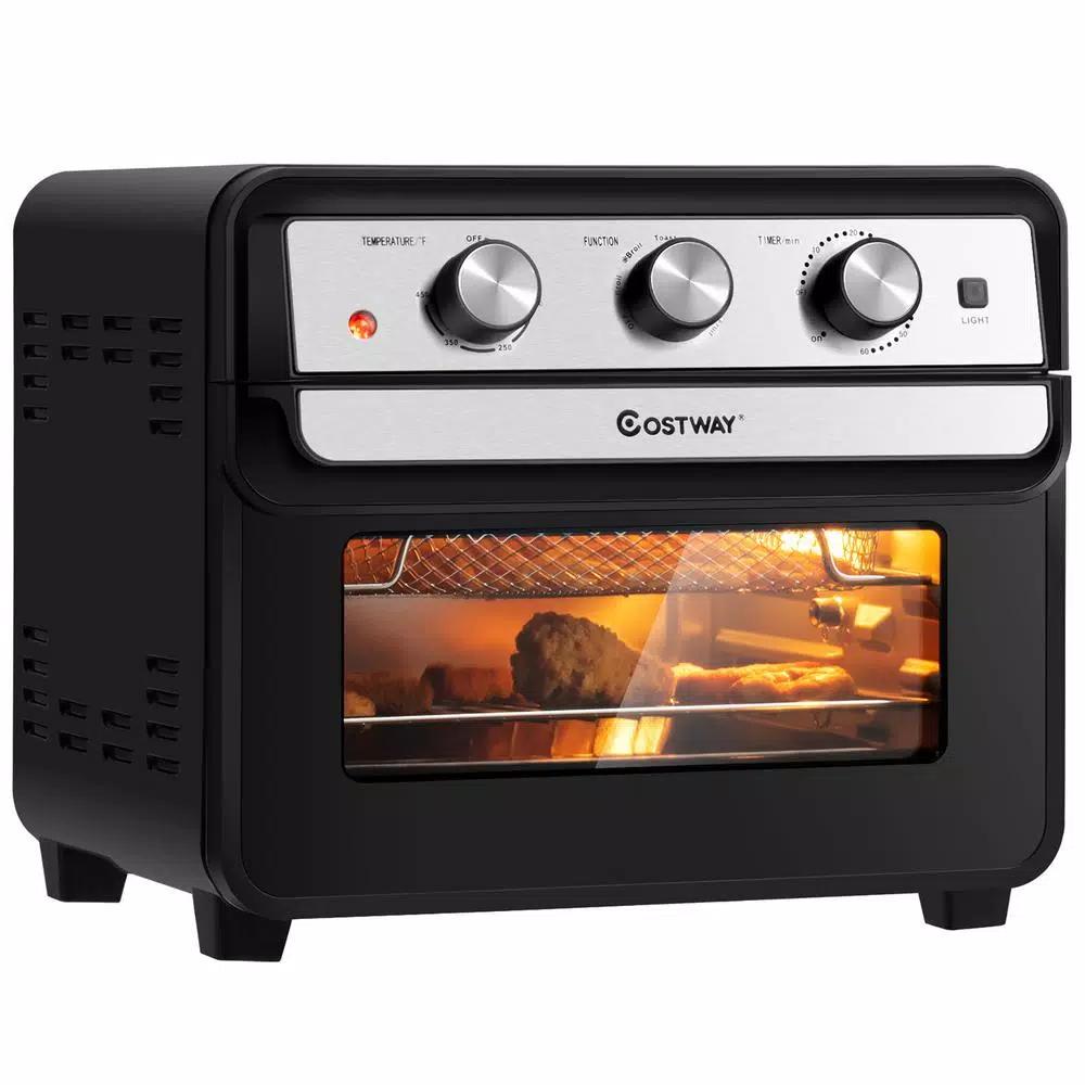 Costway 23 Qt. Black Air Fryer Oven with Rotisserie, 6-in-1 Convection Toaster Oven, 1700W