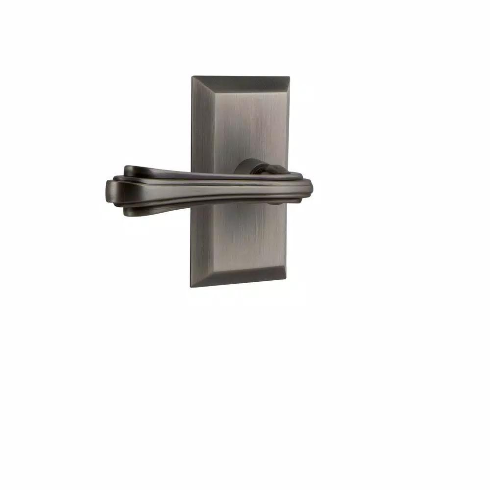 Nostalgic Warehouse Fleur Privacy Lever, 2-3/8 in. Backset, Antique Pewter