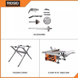 RIDGID 10 in. 15 Amp Table Saw with Folding Stand and SoftStart Technology thumbnail 2